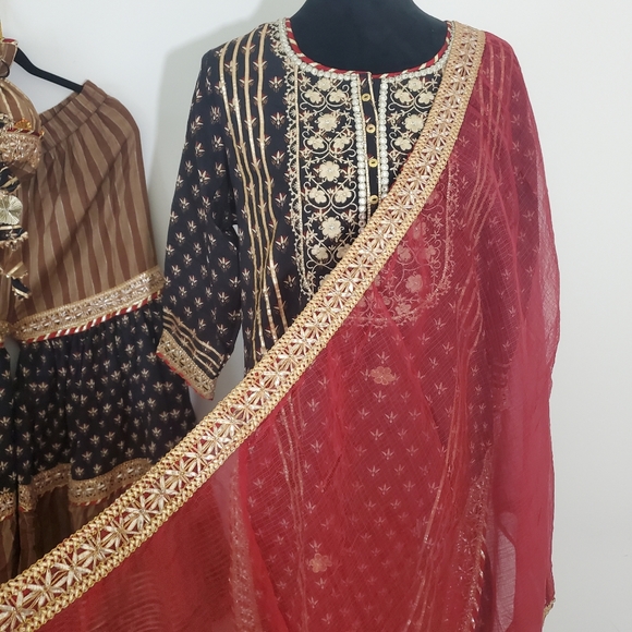 Bollywood Indian Pakistani Kurthi Sharara Dupatta - Picture 3 of 12